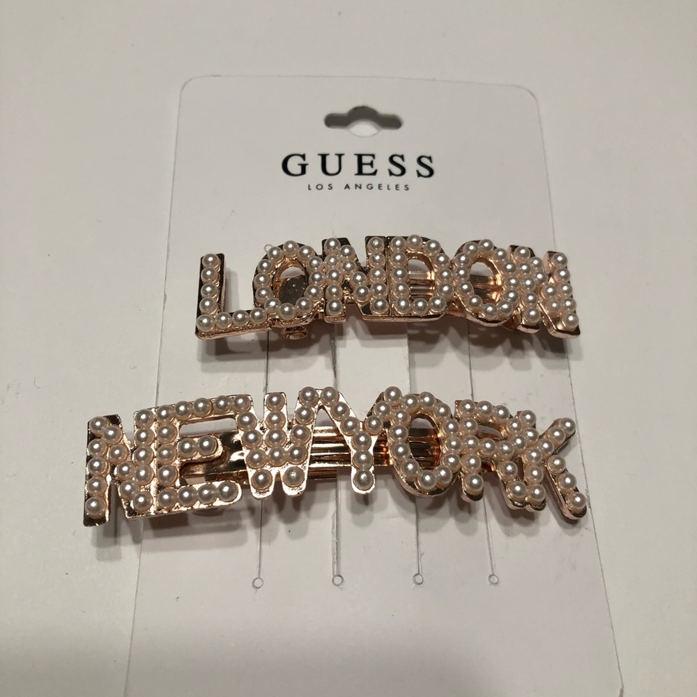 Guess Hair pearl clips Los Angeles, New York fancy hair accessories.